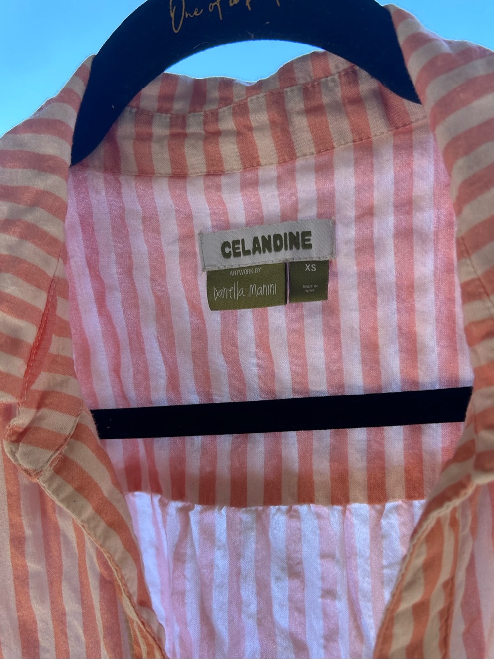 Celandine Anthropologie Dress Peach Striped Floral Flowy Cotton Maxi Sz XS - Picture 3 of 4